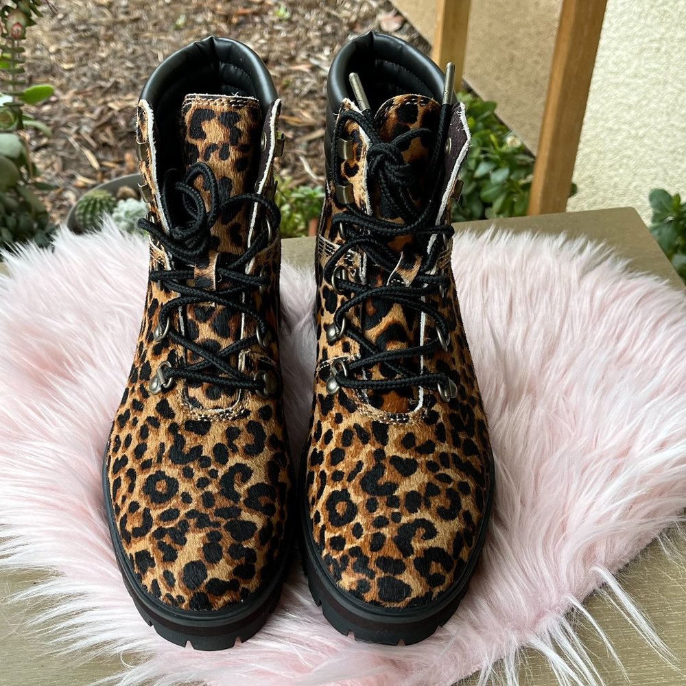 Timberland London Square Mid Hiker Leopard Boots Women Size 7.5